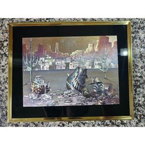 Vintage Scafa Tornabene Southwestern Foil Art Framed 8" x 10"